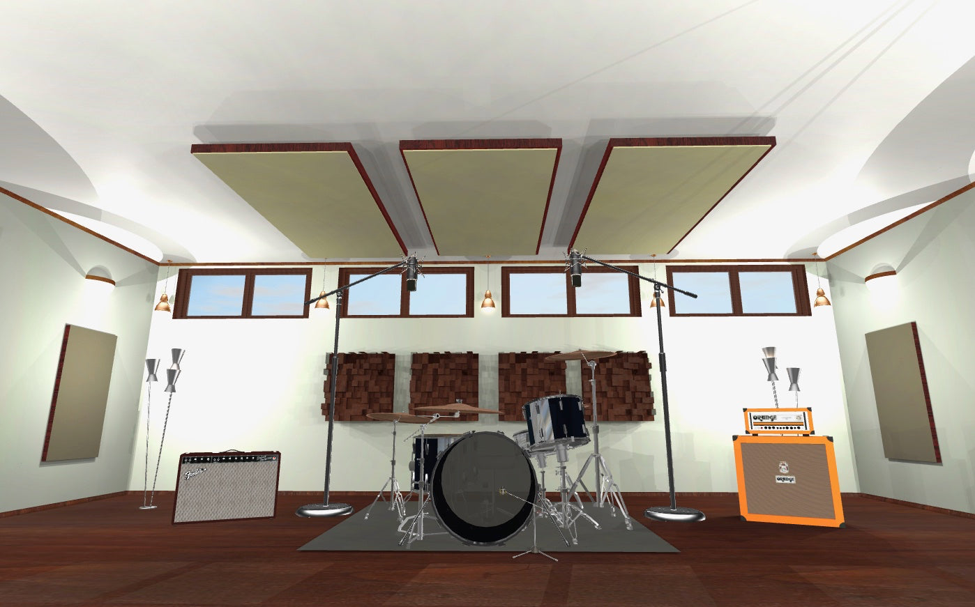 CEILING BAFFLE - Khaki & Red Mahogany