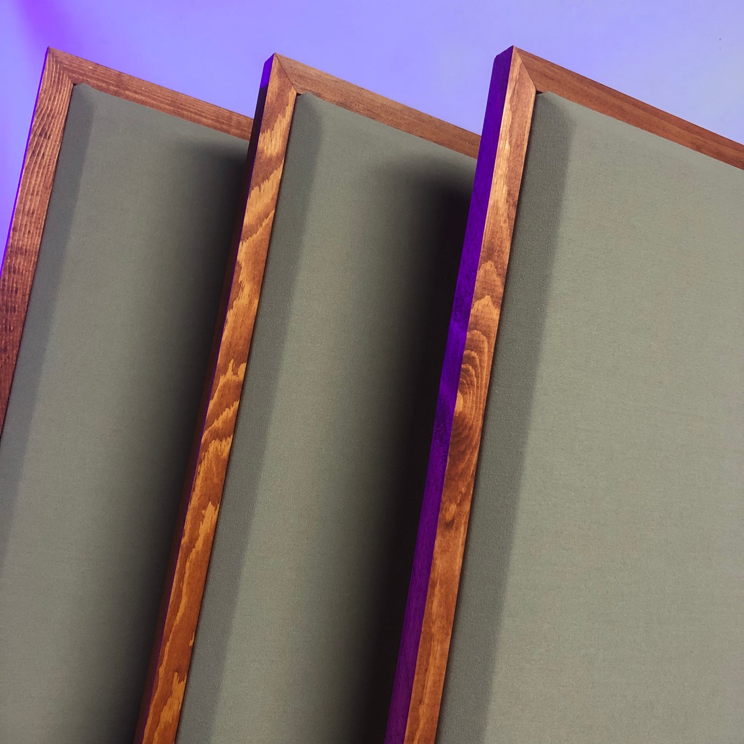 Acoustic Panels (Set of 3) Khaki w/ Gunstock Frames - 3ftx1ftx1.5in