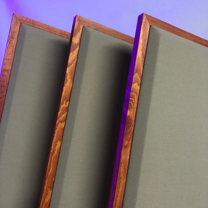 Acoustic Panels (Set of 3) Khaki w/ Gunstock Frames - 3ftx1ftx1.5in