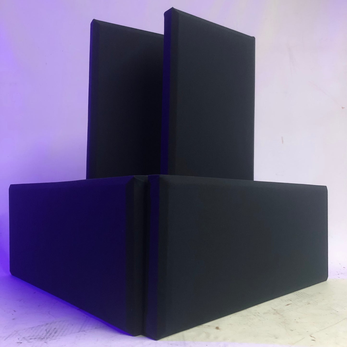 Acoustic Panels (Set of 4) Black w/ Beveled Edges - 2ftx1ftx1.5in