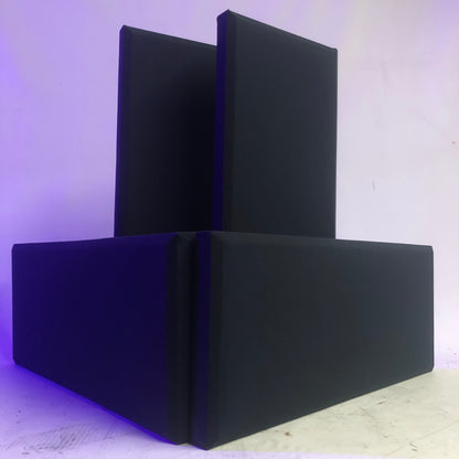 Acoustic Panels (Set of 4) Black w/ Beveled Edges - 2ftx1ftx1.5in