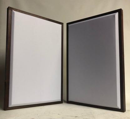 Acoustic Panels (Set of 2) White w/ Red Mahogany Frames - 28inx19in