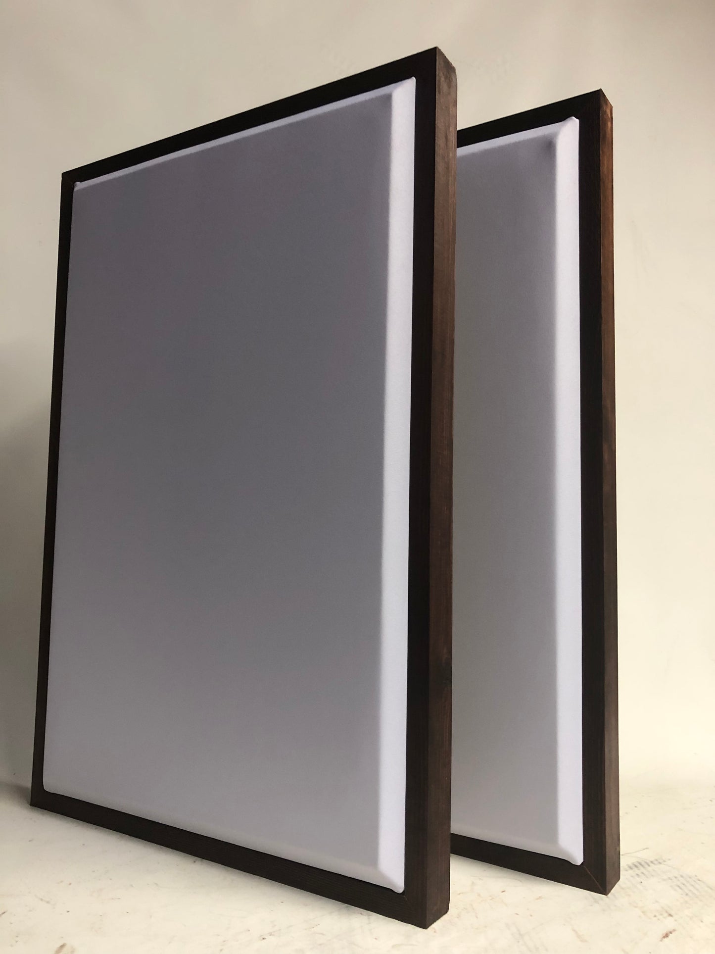Acoustic Panels (Set of 2) White w/ Red Mahogany Frames - 28inx19in
