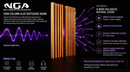 Column Slat Diffusers (Pair) | Premium Wood Sound Diffuser Set - Red Mahogany