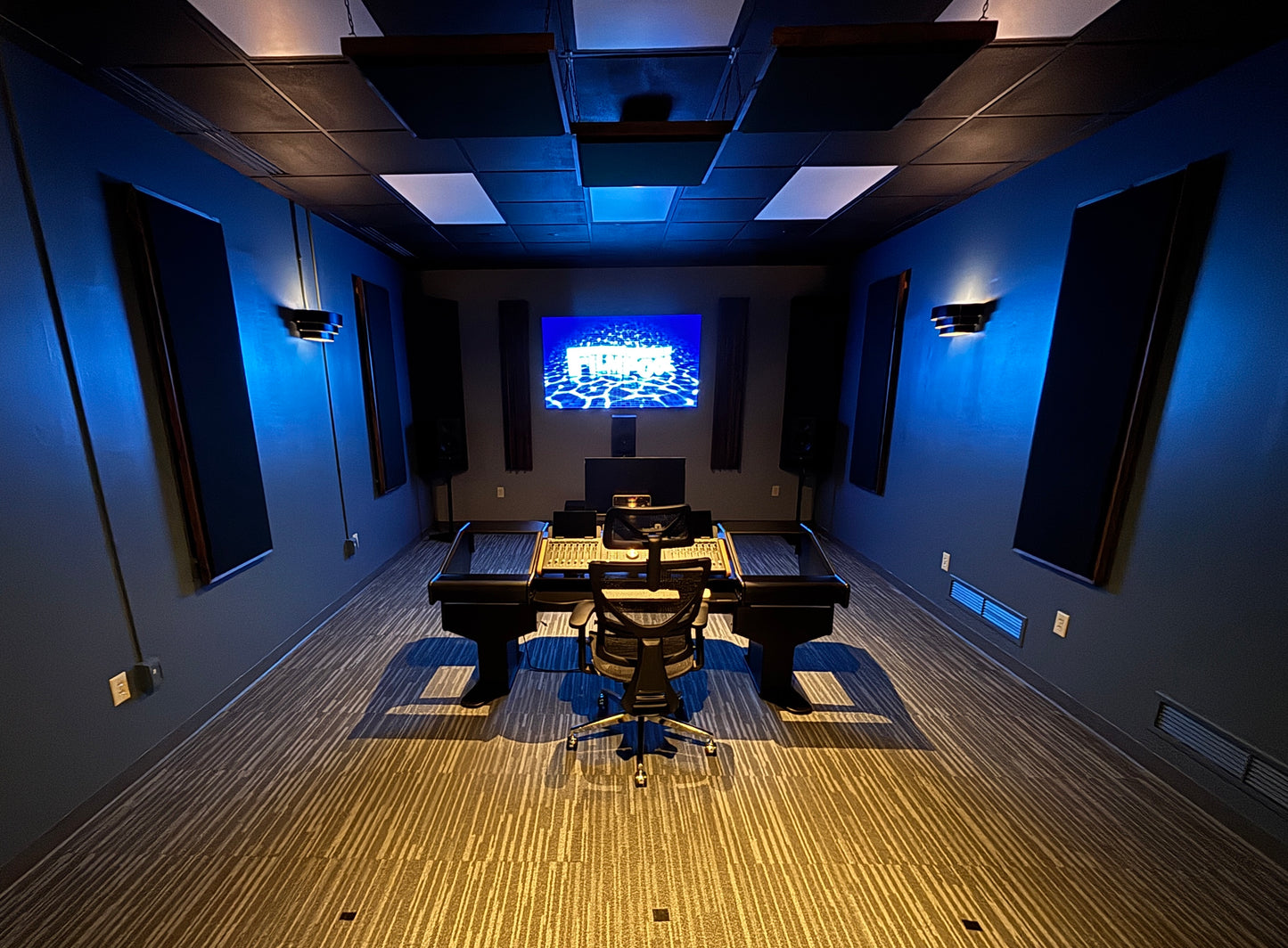 ACOUSTIC PANEL - BLACK & RED MAHOGANY FRAMED